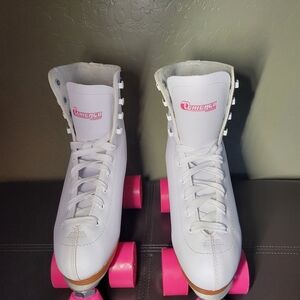 Chicago Skates 400 Women's White Roller Skates with Pink Wheels Size 7